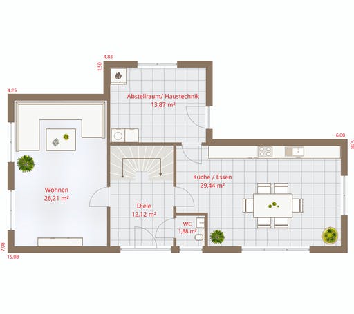 Fertighaus Hausidee 160 FD von DREVO HAUS Schlüsselfertig ab 330800€, Cubushaus Grundriss 1