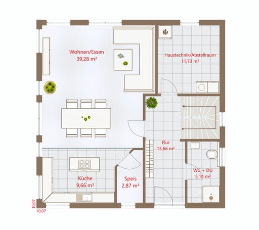 Fertighaus Hausidee 164 WD von DREVO HAUS Schlüsselfertig ab 318300€, Cubushaus Grundriss 1