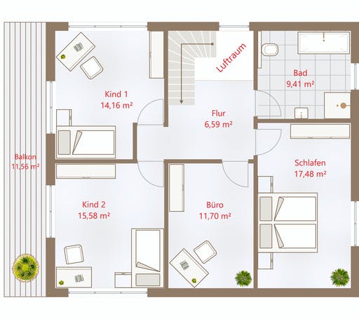 Fertighaus Hausidee 169 SD von DREVO HAUS Schlüsselfertig ab 291200€, Satteldach-Klassiker Grundriss 2