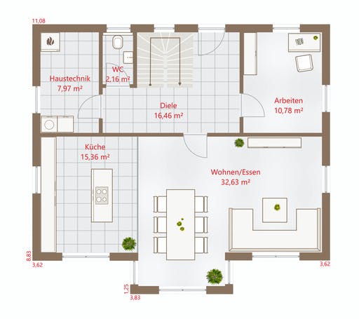 Fertighaus Hausidee 175 WD von DREVO HAUS Schlüsselfertig ab 320300€, Stadtvilla Grundriss 1