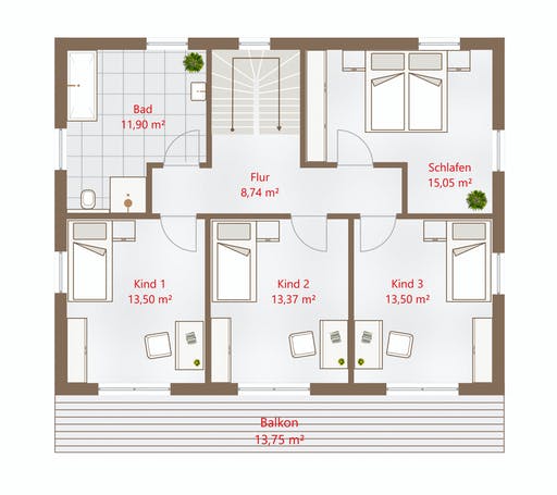 Fertighaus Hausidee 175 WD von DREVO HAUS Schlüsselfertig ab 320300€, Stadtvilla Grundriss 2