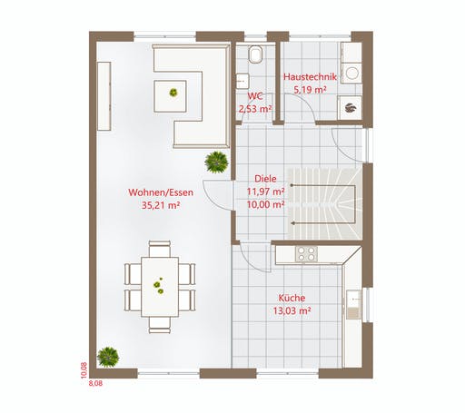 Fertighaus Hausidee 196 PD von DREVO HAUS Schlüsselfertig ab 306700€, Pultdachhaus Grundriss 1