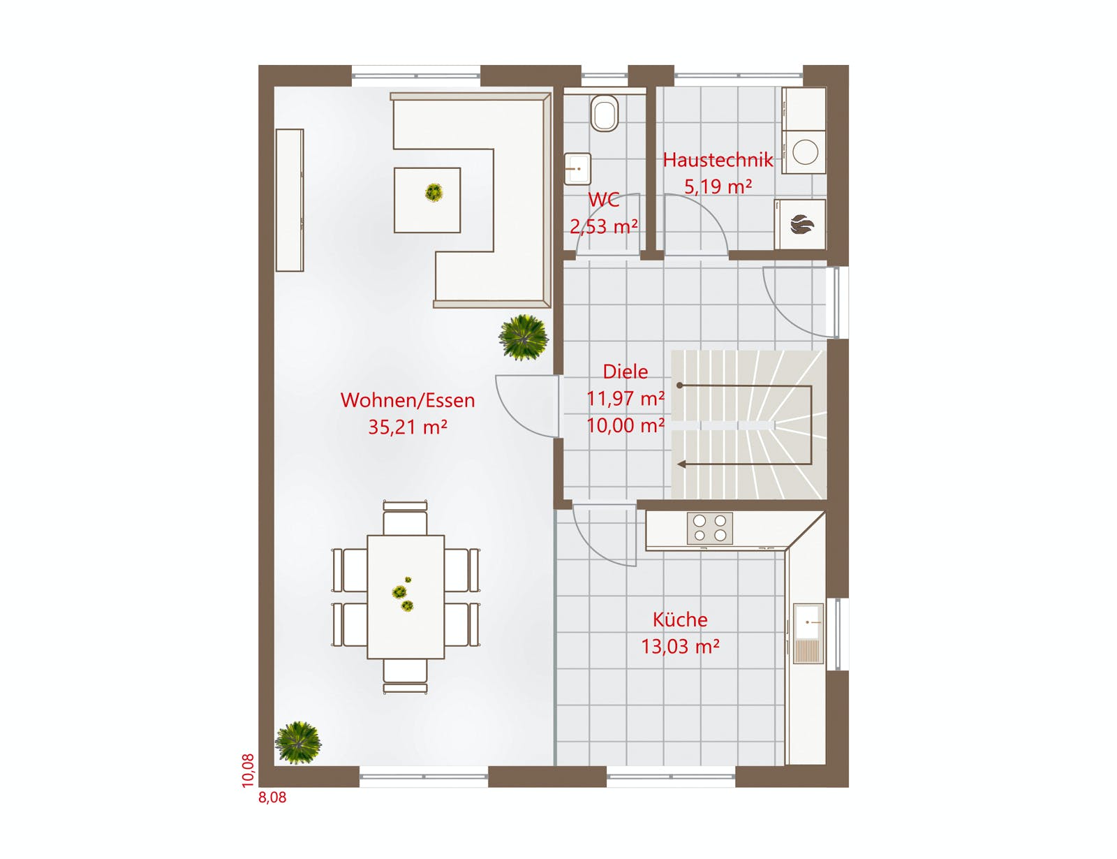 Fertighaus Hausidee 196 PD von DREVO HAUS Schlüsselfertig ab 306700€, Pultdachhaus Grundriss 1