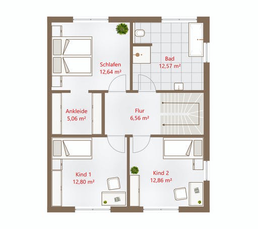 Fertighaus Hausidee 196 PD von DREVO HAUS Schlüsselfertig ab 306700€, Pultdachhaus Grundriss 2