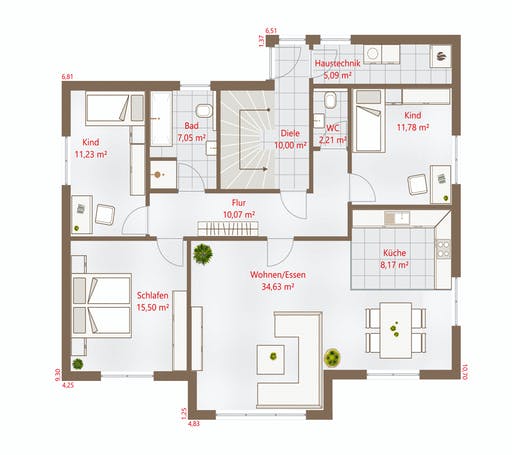 Fertighaus Hausidee 238 VPD von DREVO HAUS Schlüsselfertig ab 444600€, Pultdachhaus Grundriss 1
