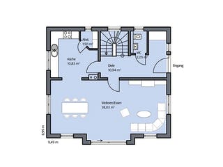Massivhaus Haus Blum von Dümer Massivbau, Satteldach-Klassiker Grundriss 1