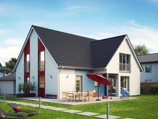 Massivhaus Oslo von Dürr Massivhaus Schlüsselfertig ab 386500€, Satteldach-Klassiker Außenansicht 1