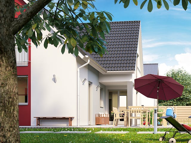 Massivhaus Oslo von Dürr Massivhaus Schlüsselfertig ab 386500€, Satteldach-Klassiker Außenansicht 2