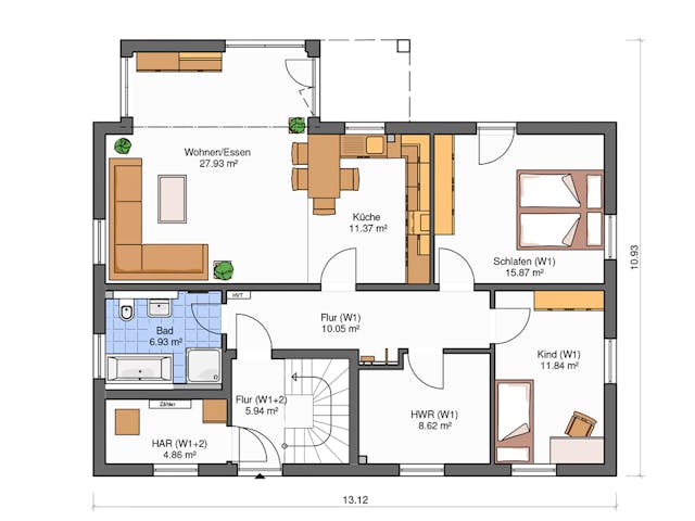 Massivhaus Oslo von Dürr Massivhaus Schlüsselfertig ab 386500€, Satteldach-Klassiker Grundriss 1 Massivhaus Oslo von Dürr Massivhaus Schlüsselfertig ab 386500€, Satteldach-Klassiker Grundriss 1