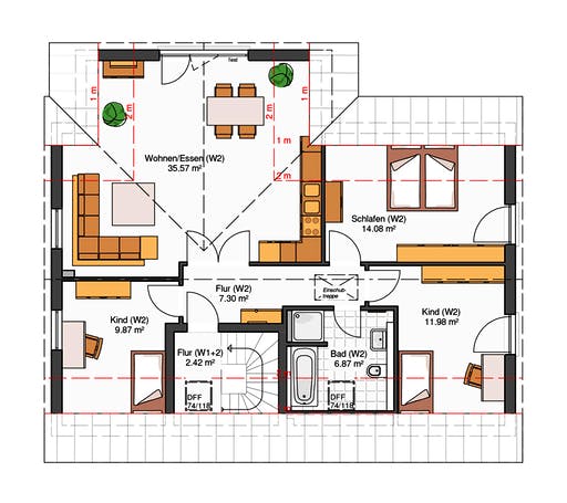 Massivhaus Oslo von Dürr Massivhaus Schlüsselfertig ab 386500€, Satteldach-Klassiker Grundriss 2