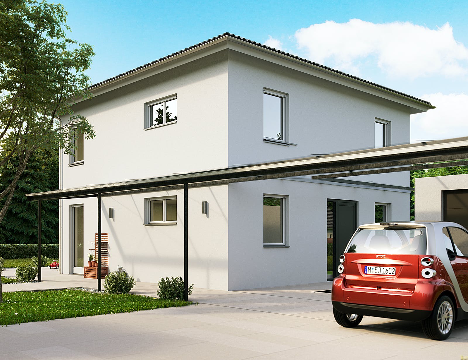 Massivhaus Sienna von Dürr Massivhaus Schlüsselfertig ab 264900€, Stadtvilla Außenansicht 2