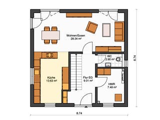 Massivhaus Sienna von Dürr Massivhaus Schlüsselfertig ab 264900€, Stadtvilla Grundriss 1