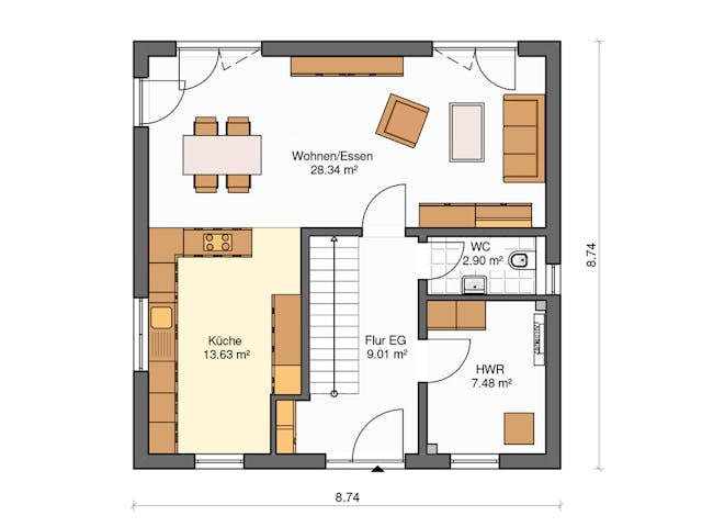 Massivhaus Sienna von Dürr Massivhaus Schlüsselfertig ab 264900€, Stadtvilla Grundriss 1