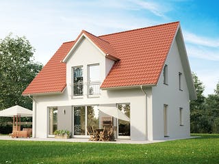 Massivhaus Trento von Dürr Massivhaus Schlüsselfertig ab 275000€, Satteldach-Klassiker Außenansicht 1