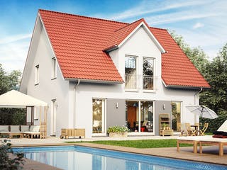 Massivhaus Trento von Dürr Massivhaus Schlüsselfertig ab 275000€, Satteldach-Klassiker Außenansicht 2