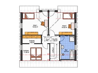Massivhaus Trento von Dürr Massivhaus Schlüsselfertig ab 275000€, Satteldach-Klassiker Grundriss 2