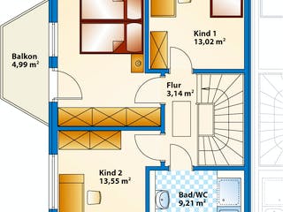 Fertighaus Duett 1 von SCHWABENHAUS, Satteldach-Klassiker Grundriss 1