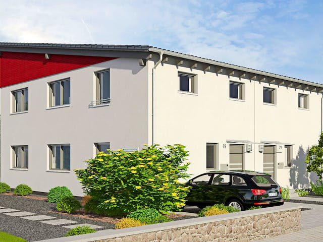Fertighaus Doppelhaus Duett 125 von FINGERHUT-HAUS Zwei- & Mehrfamilienhäuser Schlüsselfertig ab 395584€, Außenansicht 2