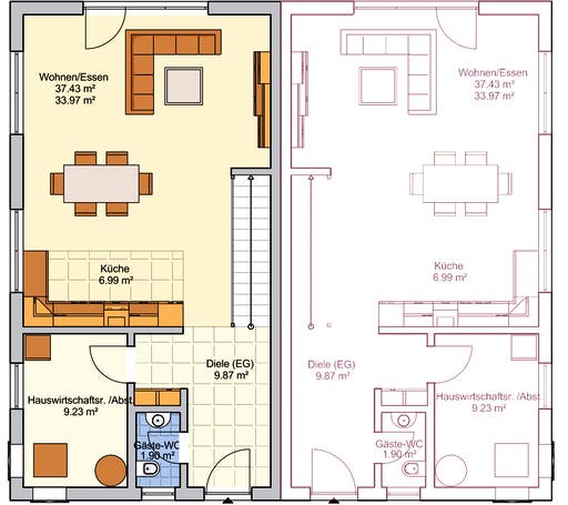 Fertighaus Duett 125 von Fingerhut Haus Schlüsselfertig ab 356906€, Pultdachhaus Grundriss 1