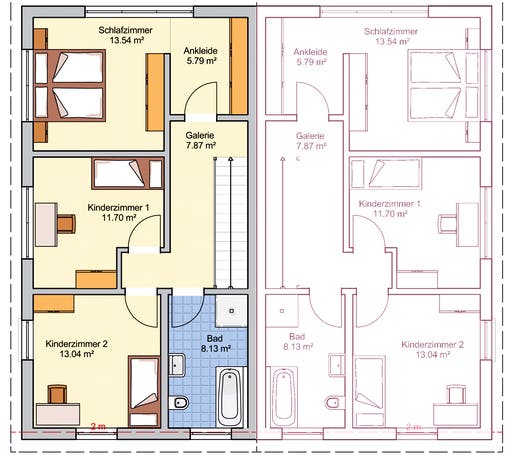 Fertighaus Duett 125 von Fingerhut Haus Schlüsselfertig ab 356906€, Pultdachhaus Grundriss 2