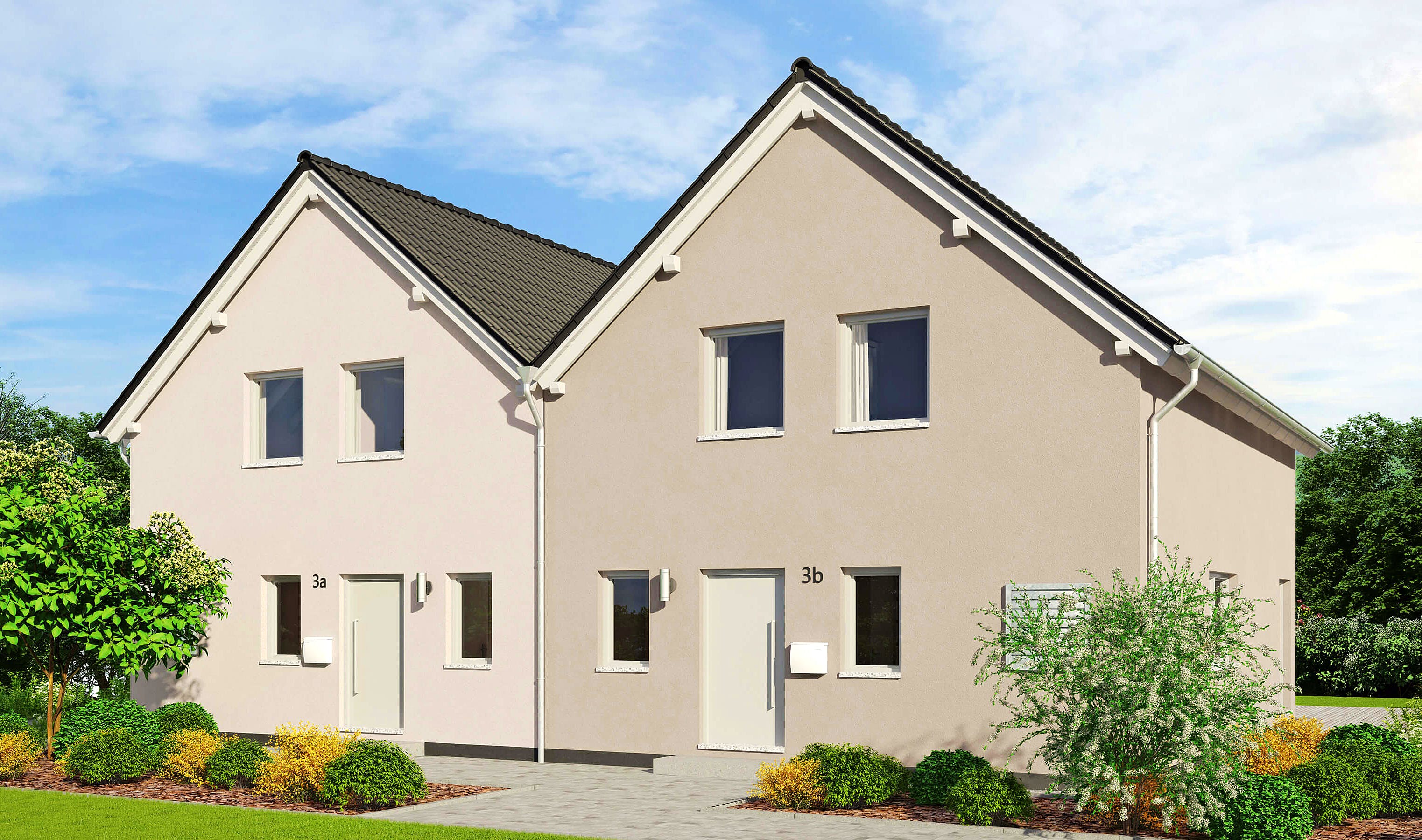 Fertighaus Duett 128 von FINGERHUT-HAUS Schlüsselfertig ab 385236€, Satteldach-Klassiker Außenansicht 2