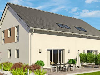 Fertighaus Duett 134 von Fingerhut Haus Schlüsselfertig ab 406558€, Satteldach-Klassiker Außenansicht 2