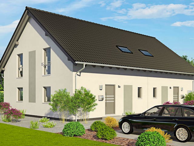 Fertighaus Duett 141 von Fingerhut Haus Schlüsselfertig ab 391465€, Satteldach-Klassiker Außenansicht 2