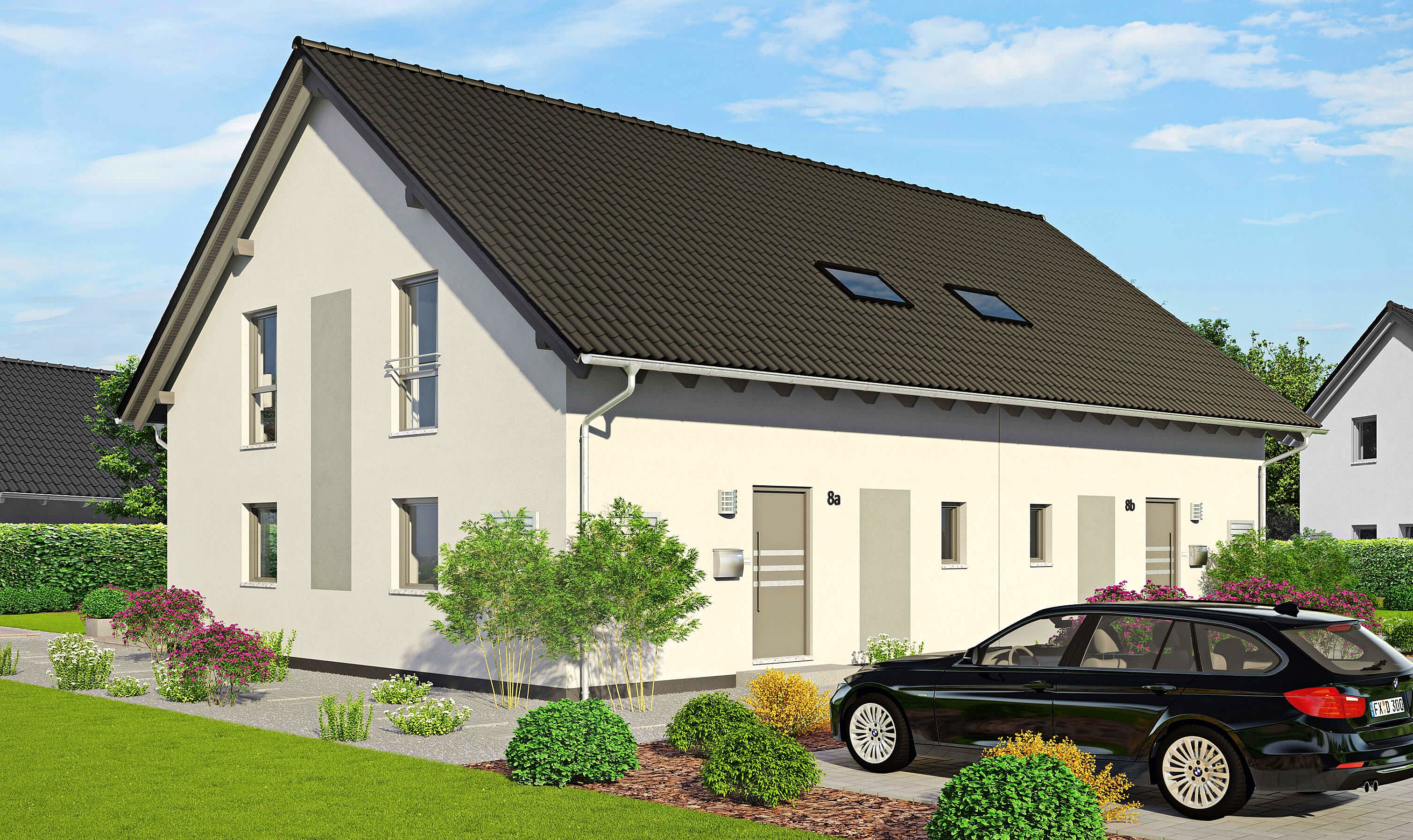 Fertighaus Duett 141 von FINGERHUT-HAUS Schlüsselfertig ab 393648€, Satteldach-Klassiker Außenansicht 2