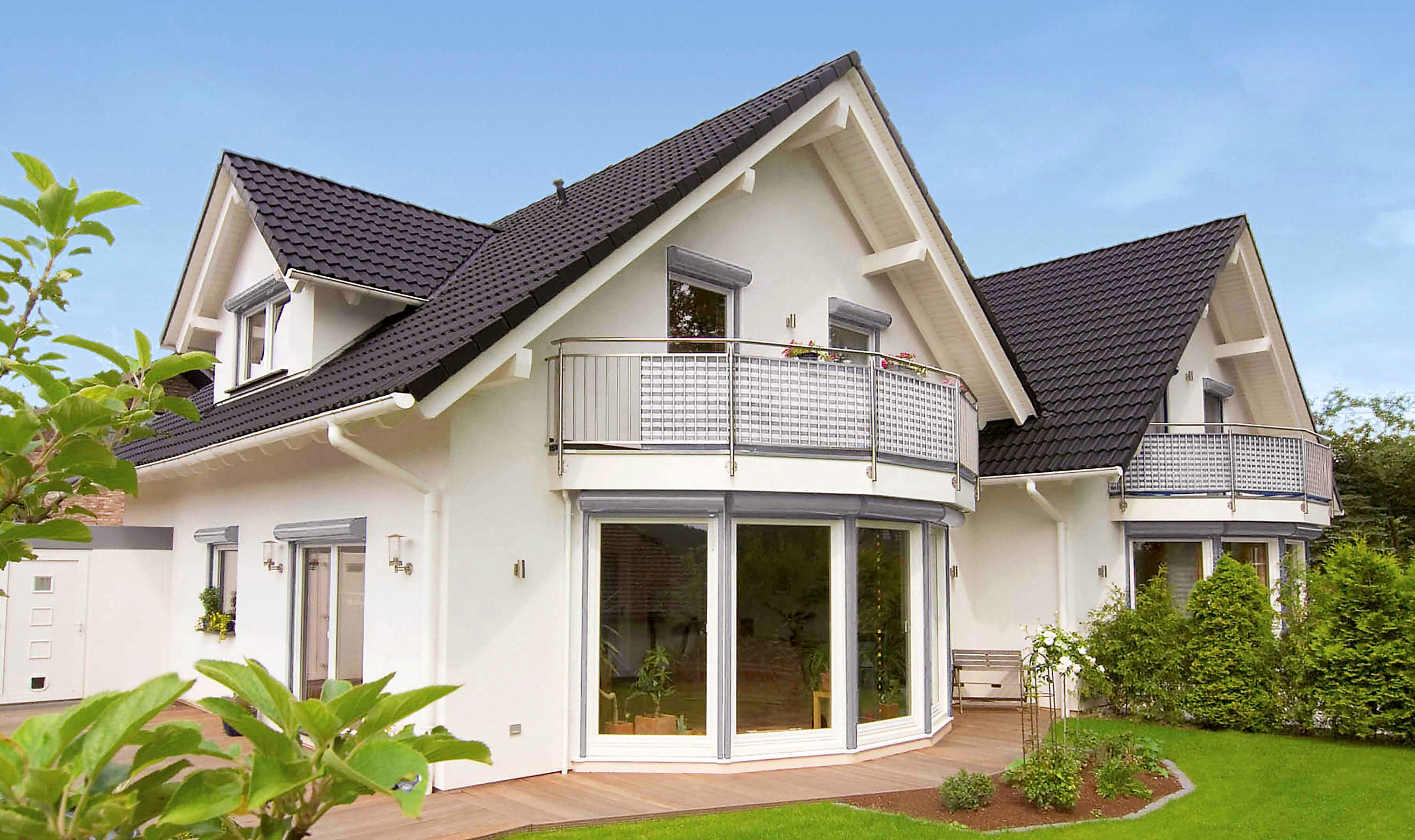 Fertighaus Duett 157 von FINGERHUT-HAUS Schlüsselfertig ab 417857€, Satteldach-Klassiker Außenansicht 1