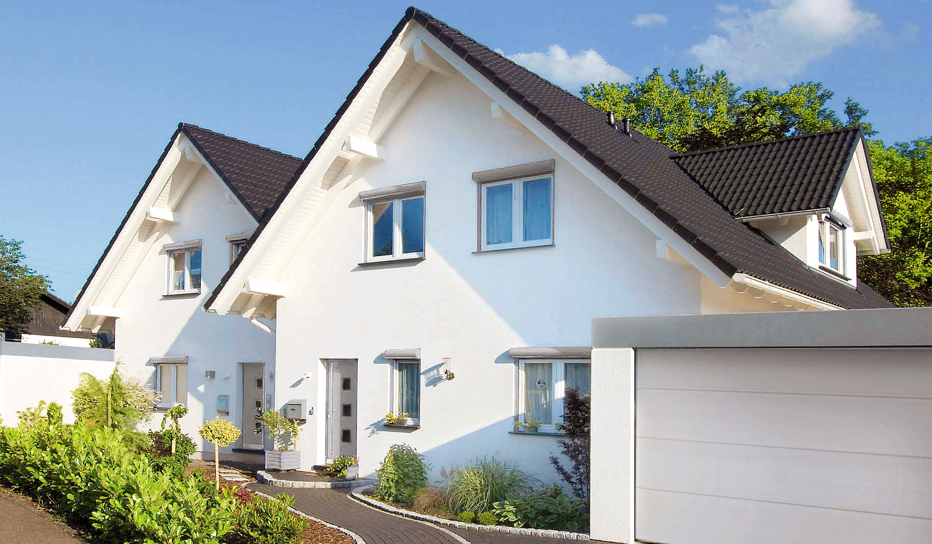 Fertighaus Duett 157 von FINGERHUT-HAUS Schlüsselfertig ab 417857€, Satteldach-Klassiker Außenansicht 2