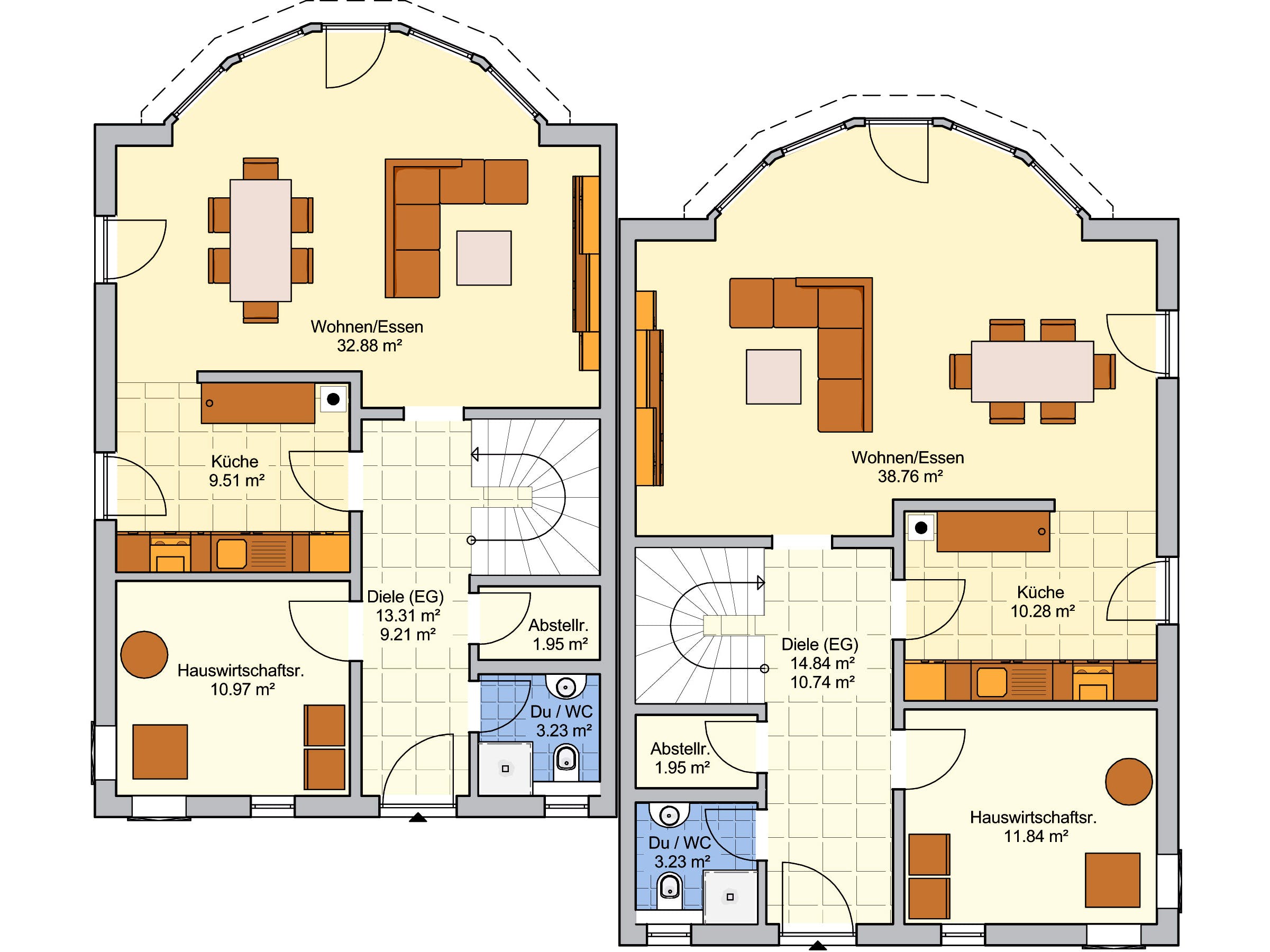 Fertighaus Duett 157 von FINGERHUT-HAUS Schlüsselfertig ab 417857€, Satteldach-Klassiker Grundriss 1