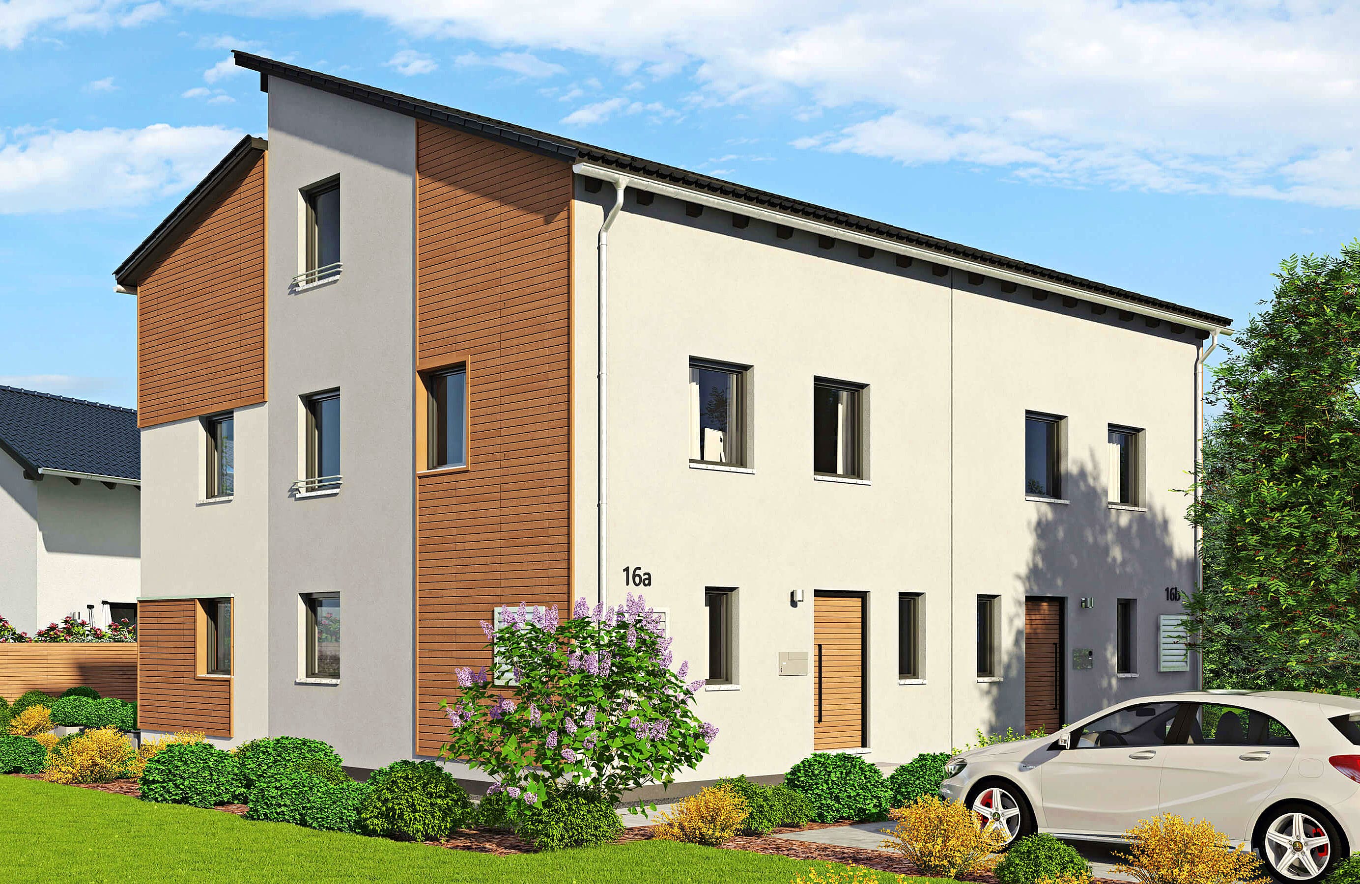 Fertighaus Duett 175 von FINGERHUT-HAUS Schlüsselfertig ab 490857€, Pultdachhaus Außenansicht 2