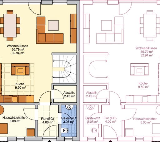 Fertighaus Duett 175 von Fingerhut Haus Schlüsselfertig ab 444774€, Pultdachhaus Grundriss 1