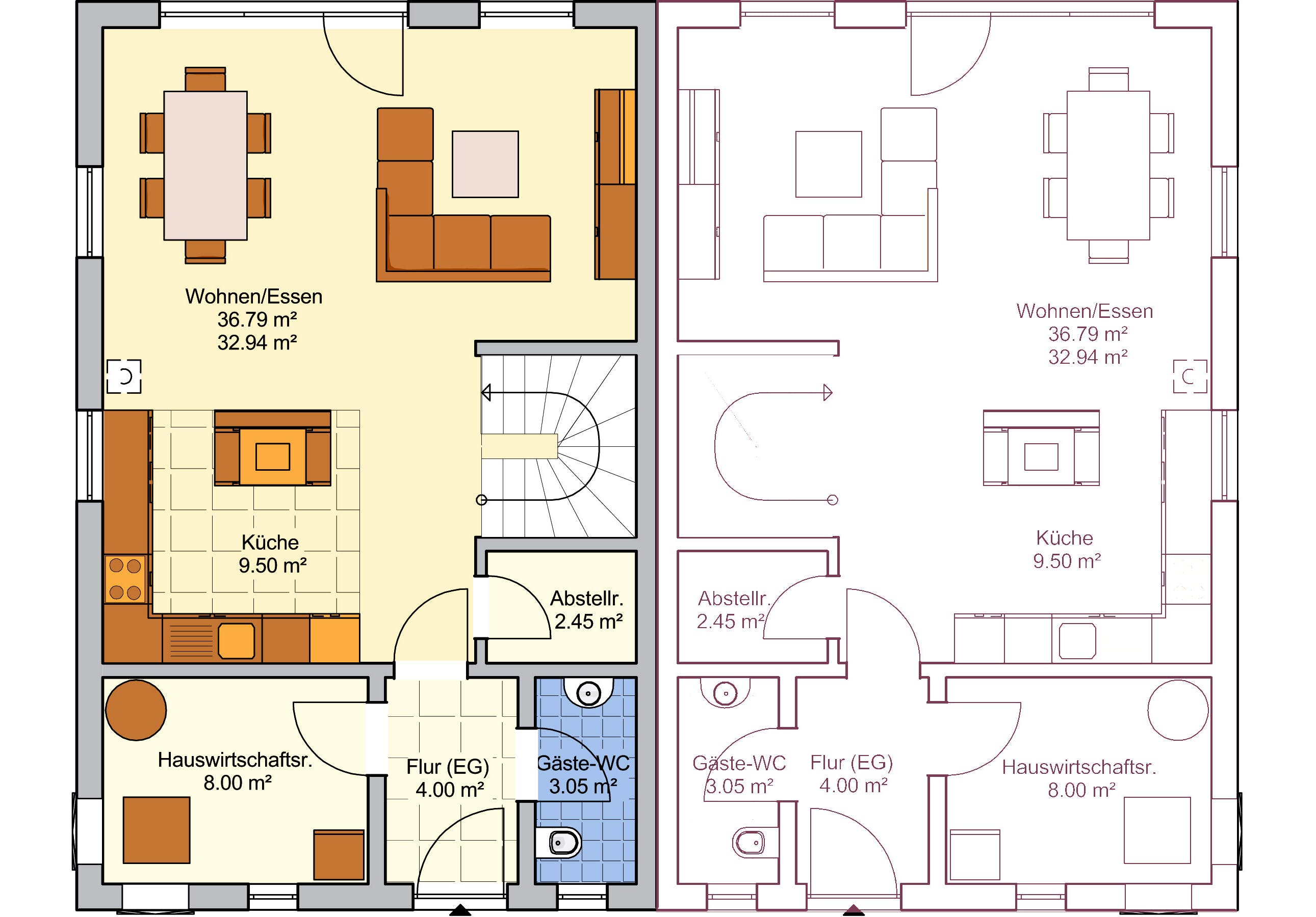 Fertighaus Duett 175 von FINGERHUT-HAUS Schlüsselfertig ab 490857€, Pultdachhaus Grundriss 1
