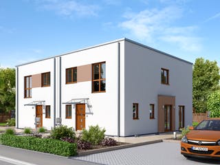 Fertighaus Duett 63 FD von SCHWABENHAUS Schlüsselfertig ab 277645€, Cubushaus Außenansicht 1