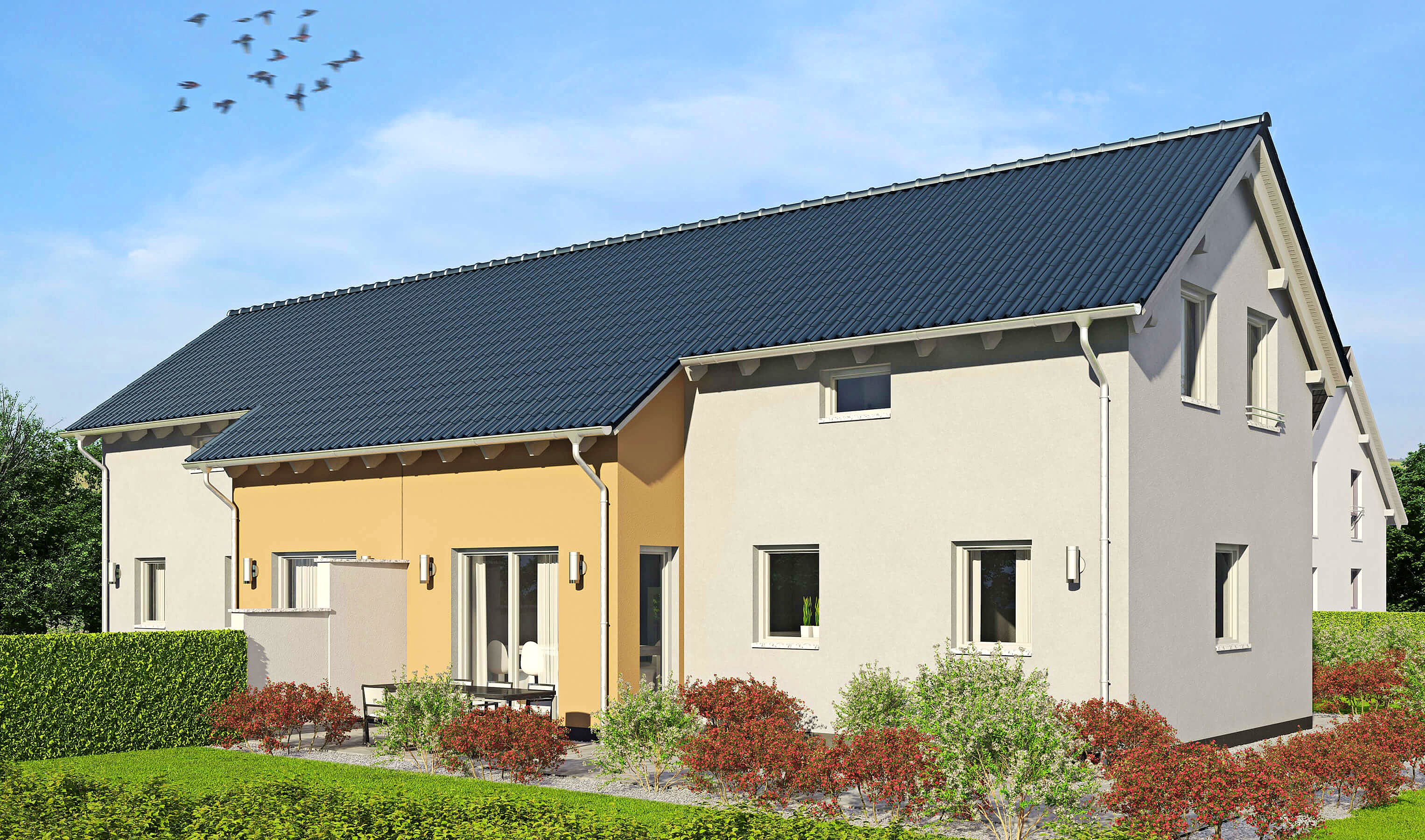 Fertighaus Duett 95 von FINGERHUT-HAUS Schlüsselfertig ab 341248€, Satteldach-Klassiker Außenansicht 2