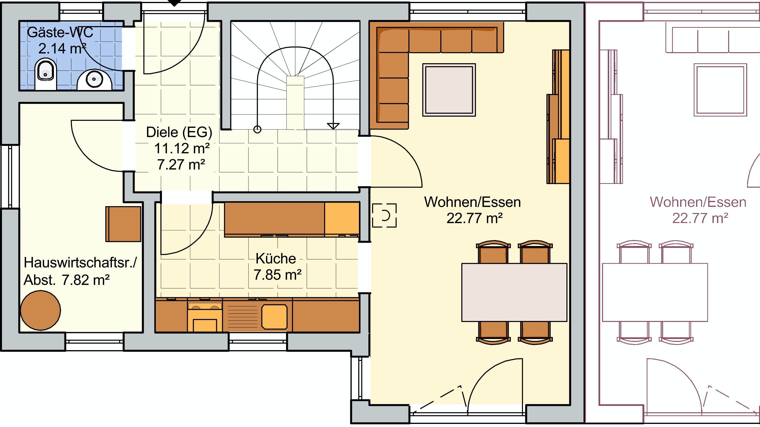 Fertighaus Duett 95 von FINGERHUT-HAUS Schlüsselfertig ab 341248€, Satteldach-Klassiker Grundriss 1
