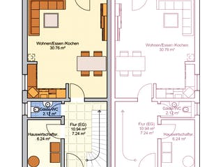 Fertighaus Duett 96 von Fingerhut Haus Schlüsselfertig ab 329789€, Satteldach-Klassiker Grundriss 1