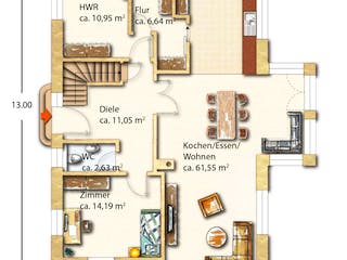 Fertighaus Duffner von Holzhaus Rosskopf Schlüsselfertig ab 549000€, Blockhaus Grundriss 1