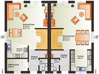 Fertighaus Duo 110 von Bärenhaus Schlüsselfertig ab 397566€, Stadtvilla Grundriss 1