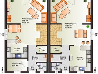 Fertighaus Duo 117 von Bärenhaus Schlüsselfertig ab 456128€, Satteldach-Klassiker Grundriss 1