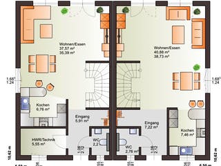 Fertighaus Duo 148 von Bärenhaus Schlüsselfertig ab 468498€, Satteldach-Klassiker Grundriss 1