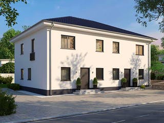Massivhaus Duplex von AUREA Massivhaus, Stadtvilla Außenansicht 1