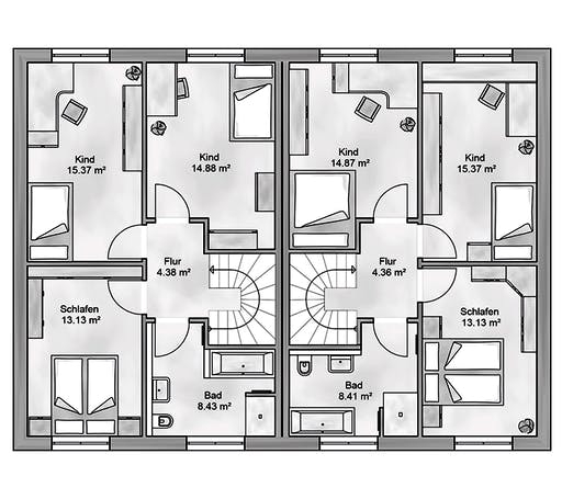 Massivhaus Duplex von AUREA Massivhaus, Stadtvilla Grundriss 2