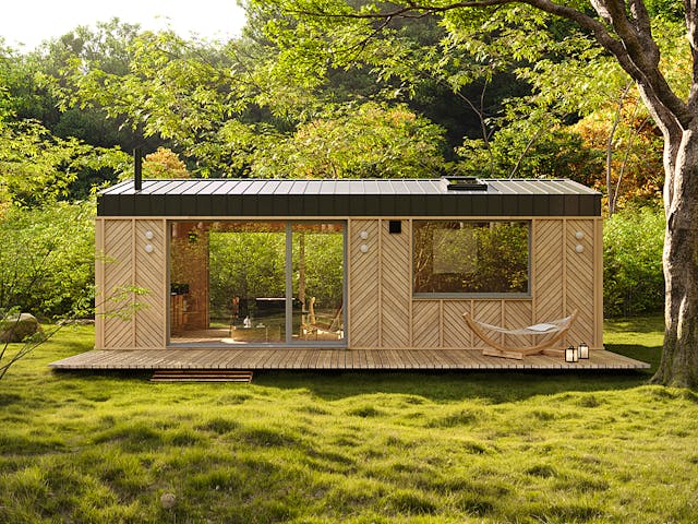 Fertighaus Tiny Haus Dwellii Barn von Dwellii House, Bungalow Außenansicht 2