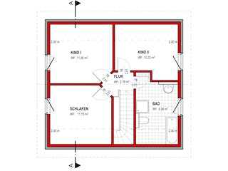 Massivhaus BK Bau-Konzept E100 (inacitve) von BK Bau-Konzept Schlüsselfertig ab 152900€, Satteldach-Klassiker Grundriss 2
