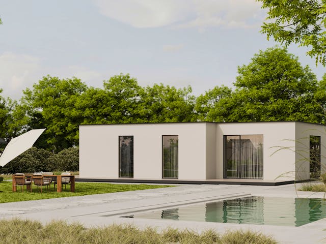 Fertighaus Bestseller Komfort 116 von BoHolz Haus Schlüsselfertig ab 347930€, Bungalow Außenansicht 1