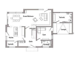 Fertighaus E 20-200.1 von SchwörerHaus Schlüsselfertig ab 446854€, Pultdachhaus Grundriss 1