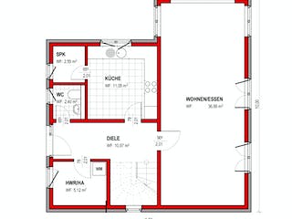 Massivhaus BK Bau-Konzept E300 (inacitve) von BK Bau-Konzept Schlüsselfertig ab 181900€, Satteldach-Klassiker Grundriss 1