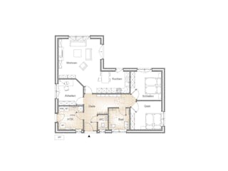 Massivhaus WINKELBUNGALOW 105 von Kähler Massivhaus Schlüsselfertig ab 319190€, Bungalow Grundriss 1